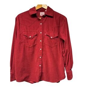 Levi’s Women's Rust Western Corduroy Shirt  Size XS Pearl Snap Button Up Cowgirl